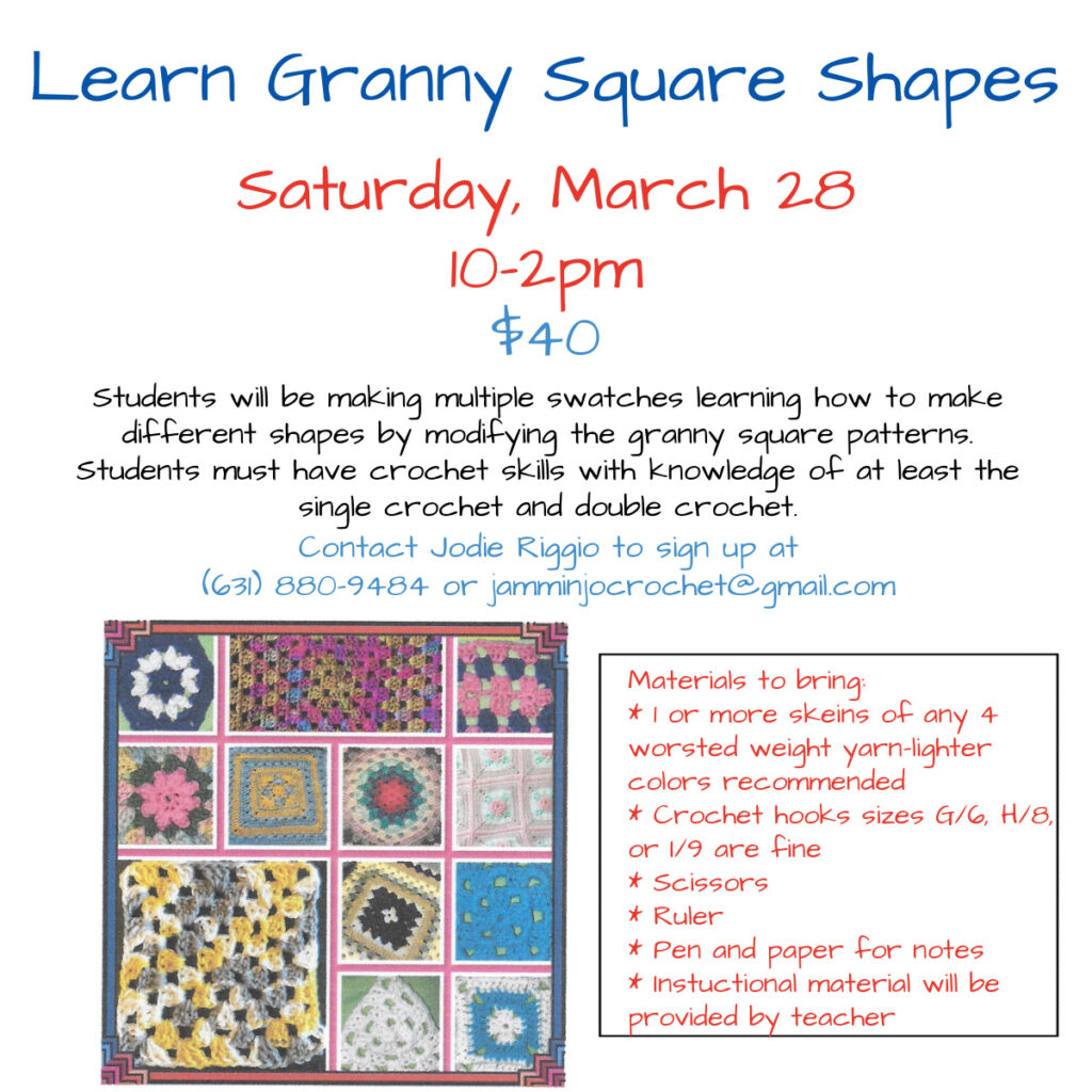 New England Fabrics March 28 Granny Square Class